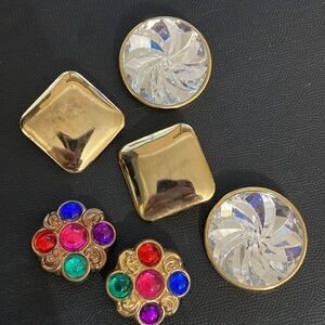 Vintage Jeri Lou Shoe Clips Gold tone beaded Design - set of 3 shoe clips